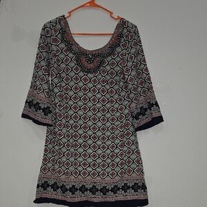 Harper Black and White Long Sleeve Dress